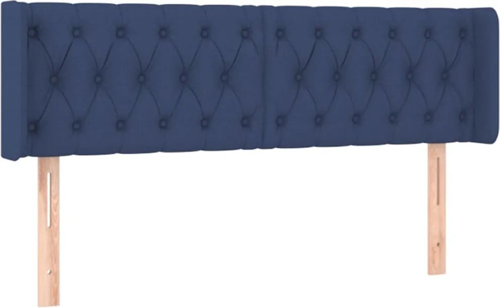 vidaXL Tăblie de pat cu aripioare albastru 163x16x78/88 cm textil