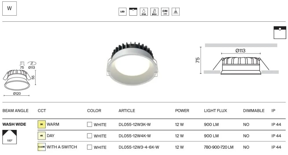 Spot LED incastrabil protectie IP44 Okno 4000k