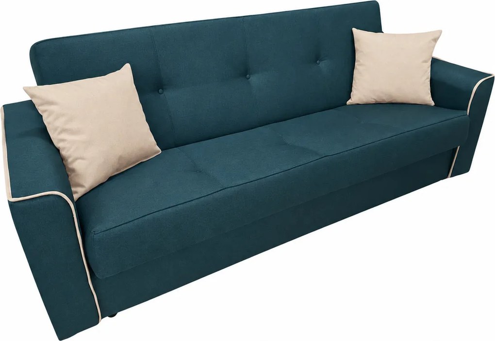 Canapea VERA extensibila, 3 locuri, lada de depozitare, stofa maro + gri, 225x90x90 Albastru, Stofa