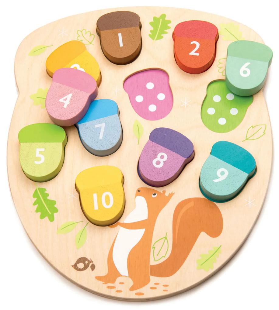 Tender Leaf Toys - Puzzle educativ Numaram ghinde din lemn - How Many Acorns?