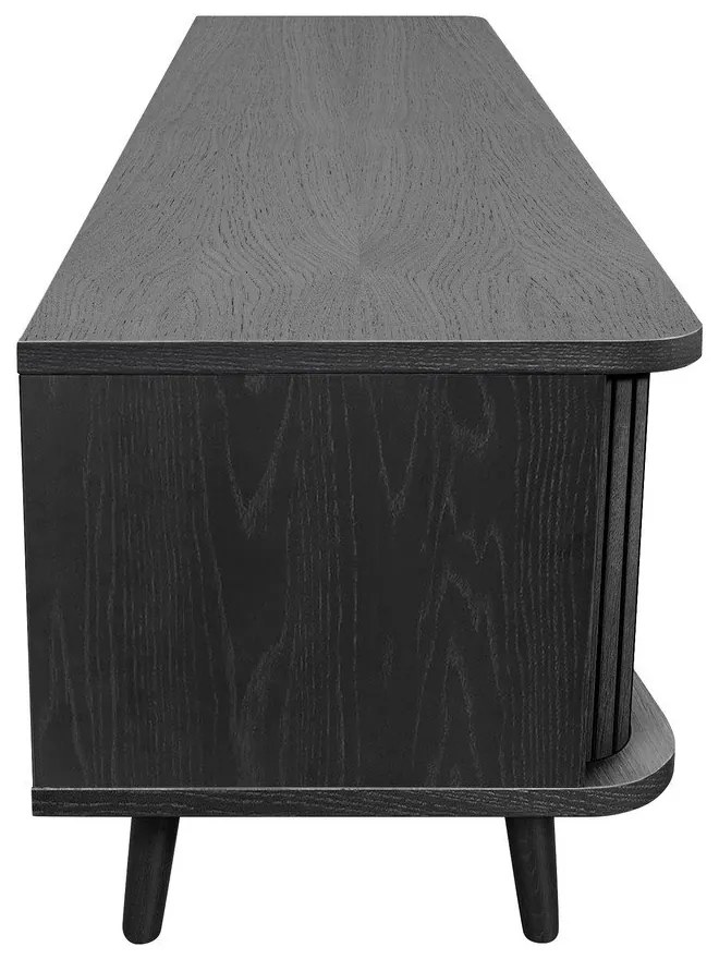 Comodă TV neagră cu aspect de lemn de stejar 178x50x40 cm Rove – Woodman