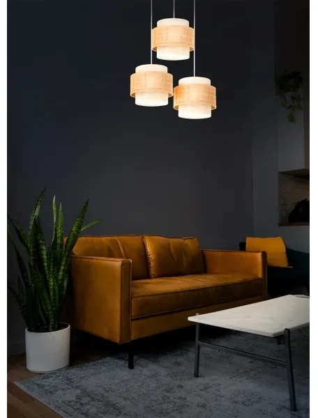 Candelabru pe cablu BOHO 3xE27/60W/230V iută/crem