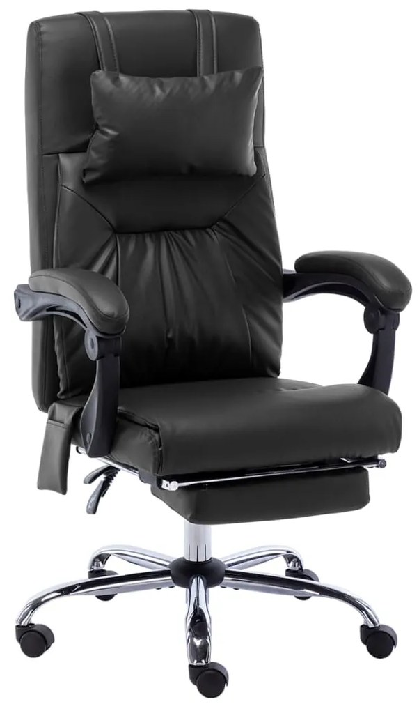 vidaXL Scaun de birou cu masaj, negru, piele ecologică