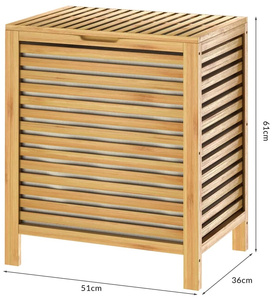 Coș de rufe de bambus ISLA, 62L, maro natural Casaria