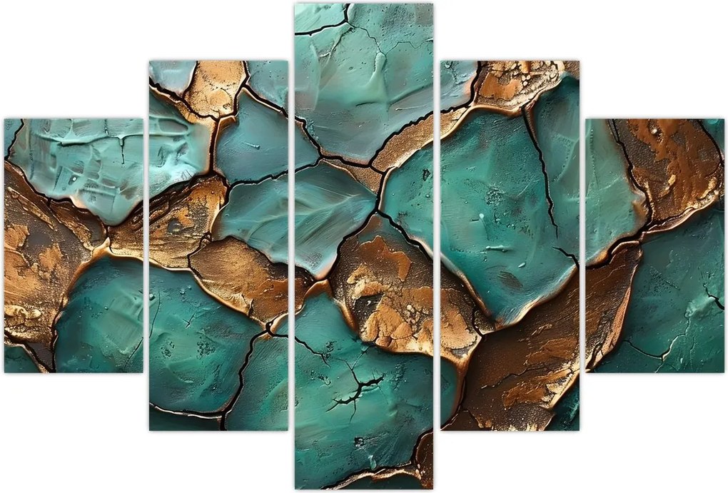 Tablou - Pictură verde-auriu (150x105 cm)