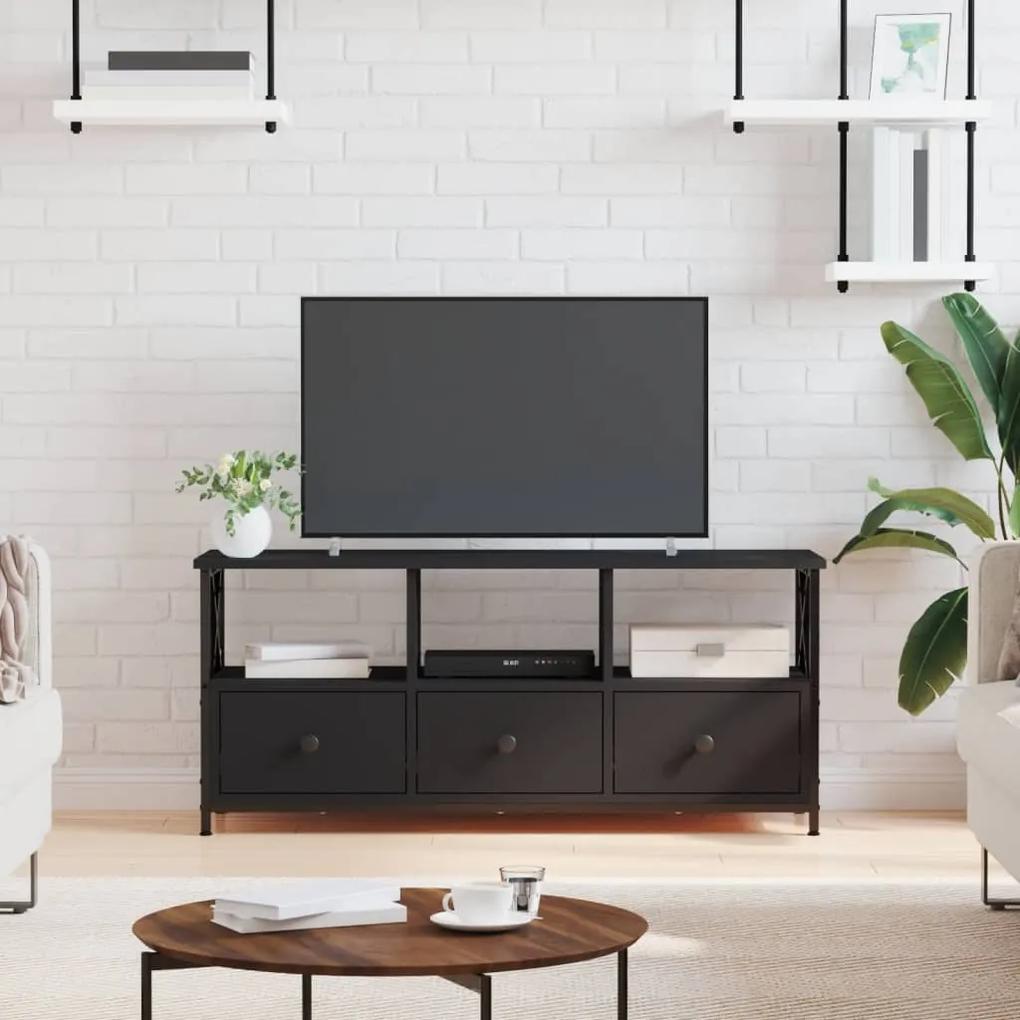 Comoda TV, negru, 102x33x45 cm, lemn prelucrat  fier