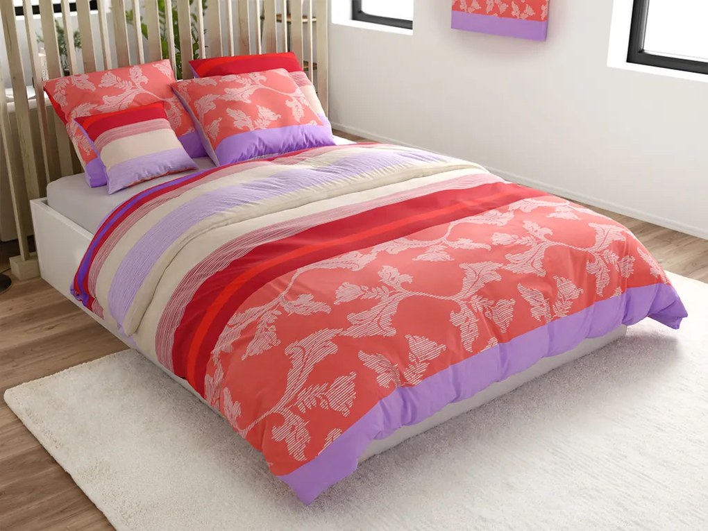 Lenjerie din bumbac Renforce IMARA rosie Dimensiune lenjerie de pat: 2 buc 80 x 80 cm | 200 x 220 cm