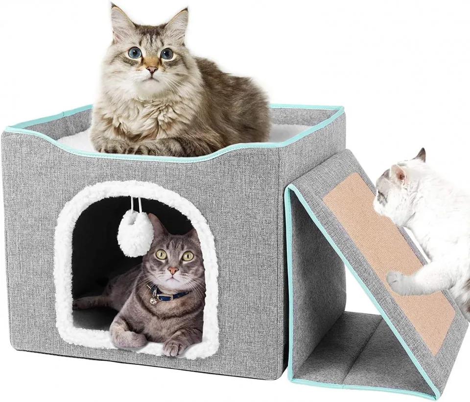Casa pentru pisici Robotime cu design pliabil, 43 x 42 x 34cm