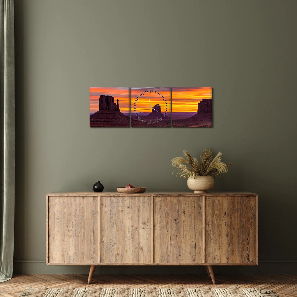 Tablou - Monumentul Valley în Arizona (cu ceas) (90x30 cm)