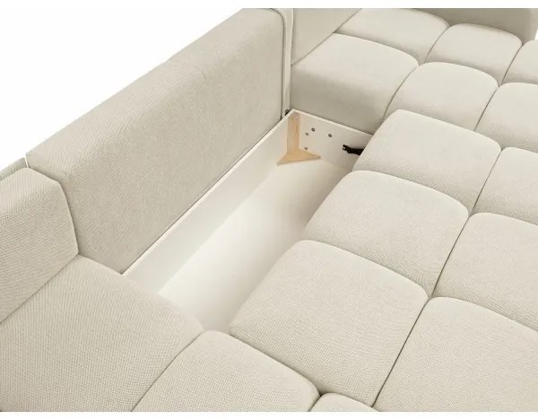 Colțar extensibil tapițat ALMADA, în formă de U, cu spațiu de depozitare, bej