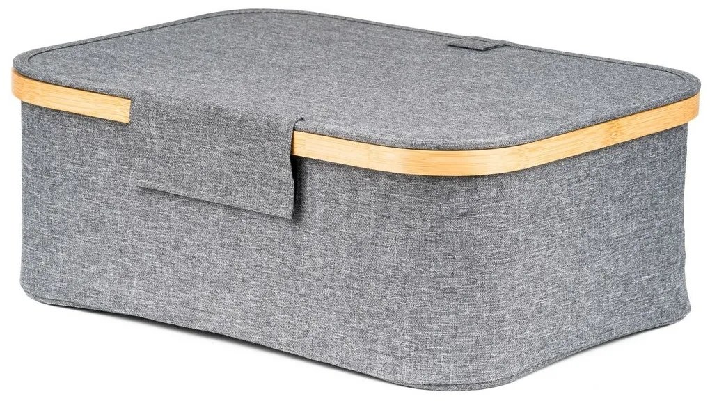 Cutie de depozitare G21 40 x 30 x 15 cm, dinbambus cu capac, gri