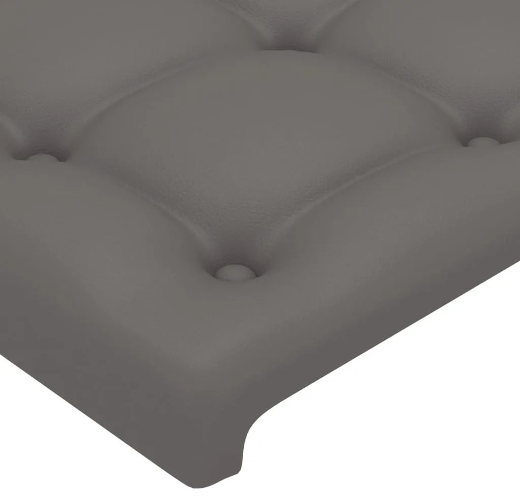 Cadru de pat cu tablie, gri, 120x200 cm, piele ecologica Gri, 120 x 200 cm, Nasturi de tapiterie