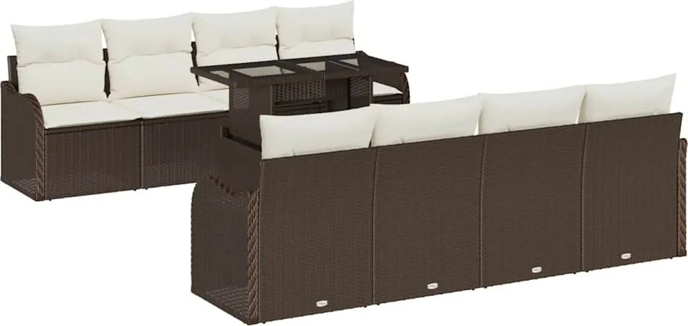 vidaXL Set de canapele pentru grădină cu pernă 7 pcs Maro poliratan