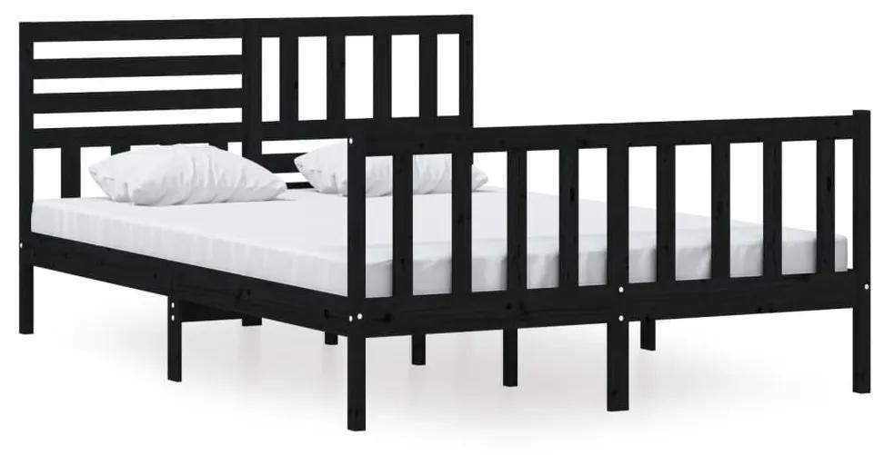 3101157 vidaXL Cadru de pat, negru, 140x200 cm, lemn masiv