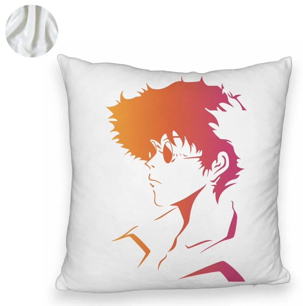 Perna Decorativa Fluffy cu Cowboy Bebop 2, 40x40 cm, Alba, Husa Detasabila, Burduf