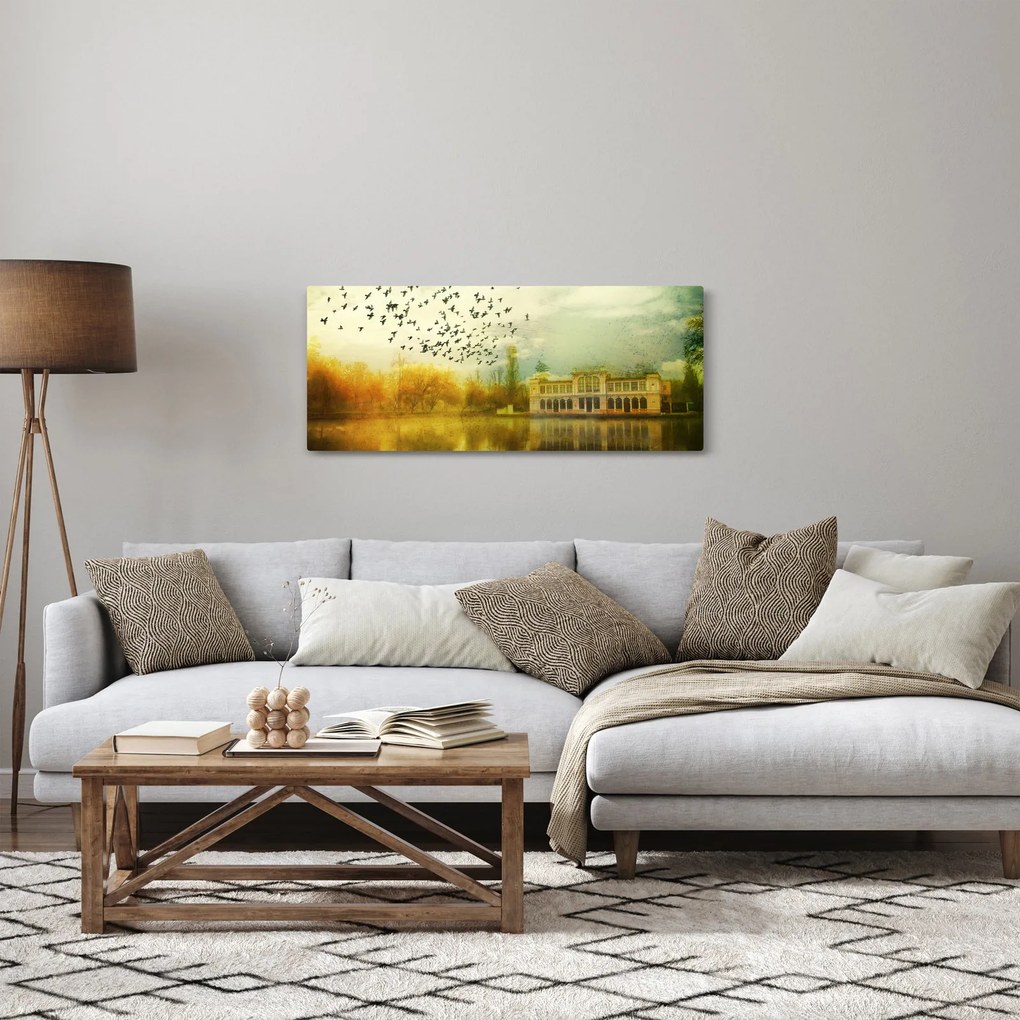 Tablou peisajului pictat cu sediul (120x50 cm)