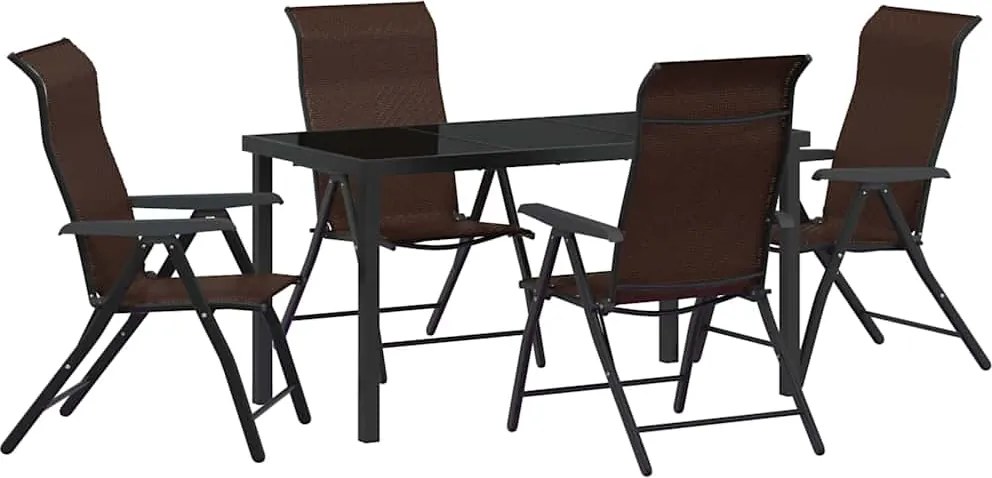 vidaXL Set de masă pentru grădină 5 pcs Maro Oțel vopsit electrostatic