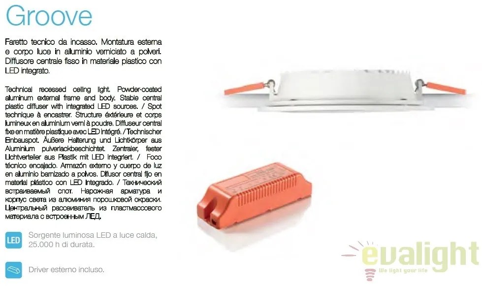 Spot incastrabil pt. tavan fals cu LED GROOVE FI1 30W ROUND 124018
