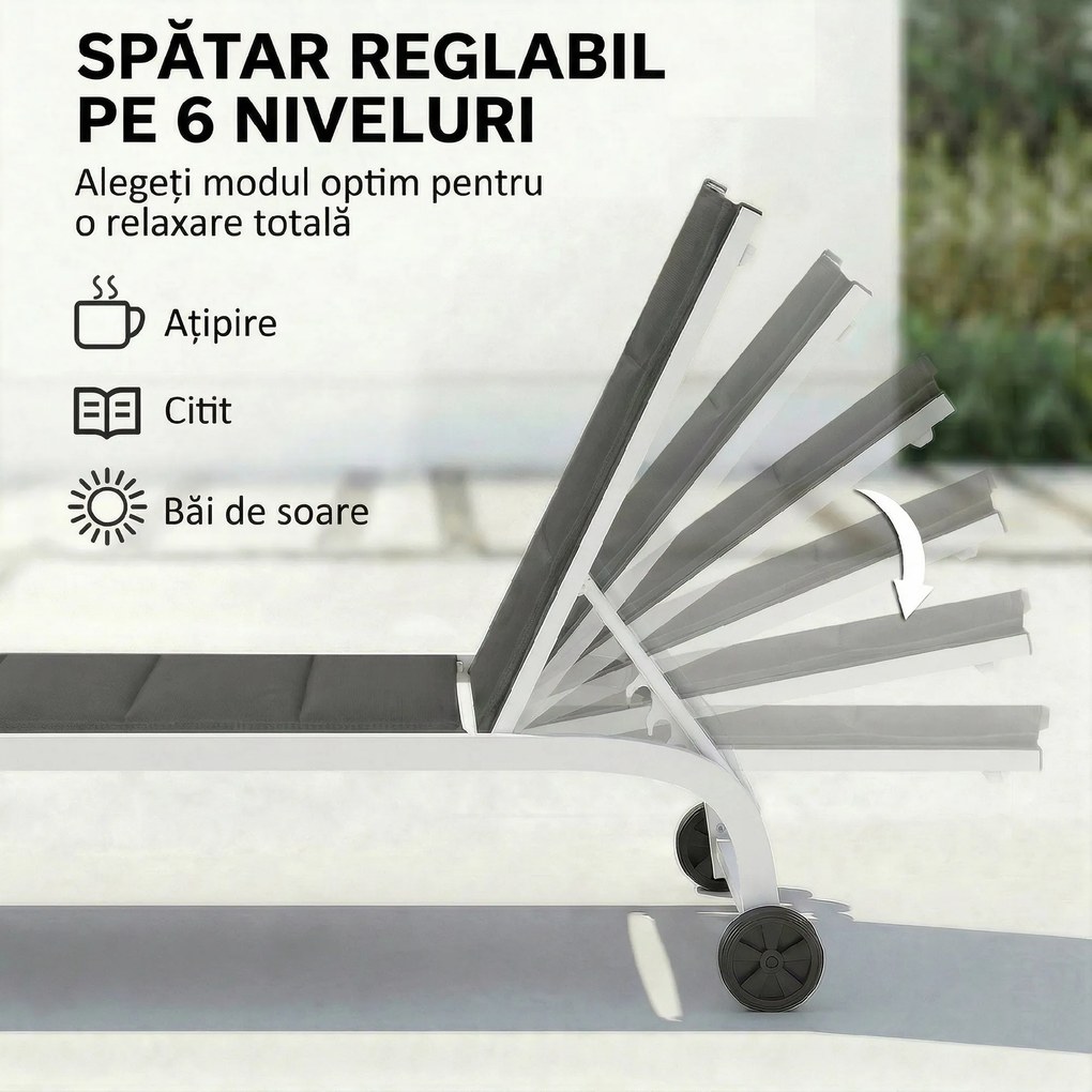 Outsunny șezlong basculant pentru plajă | Aosom Romania