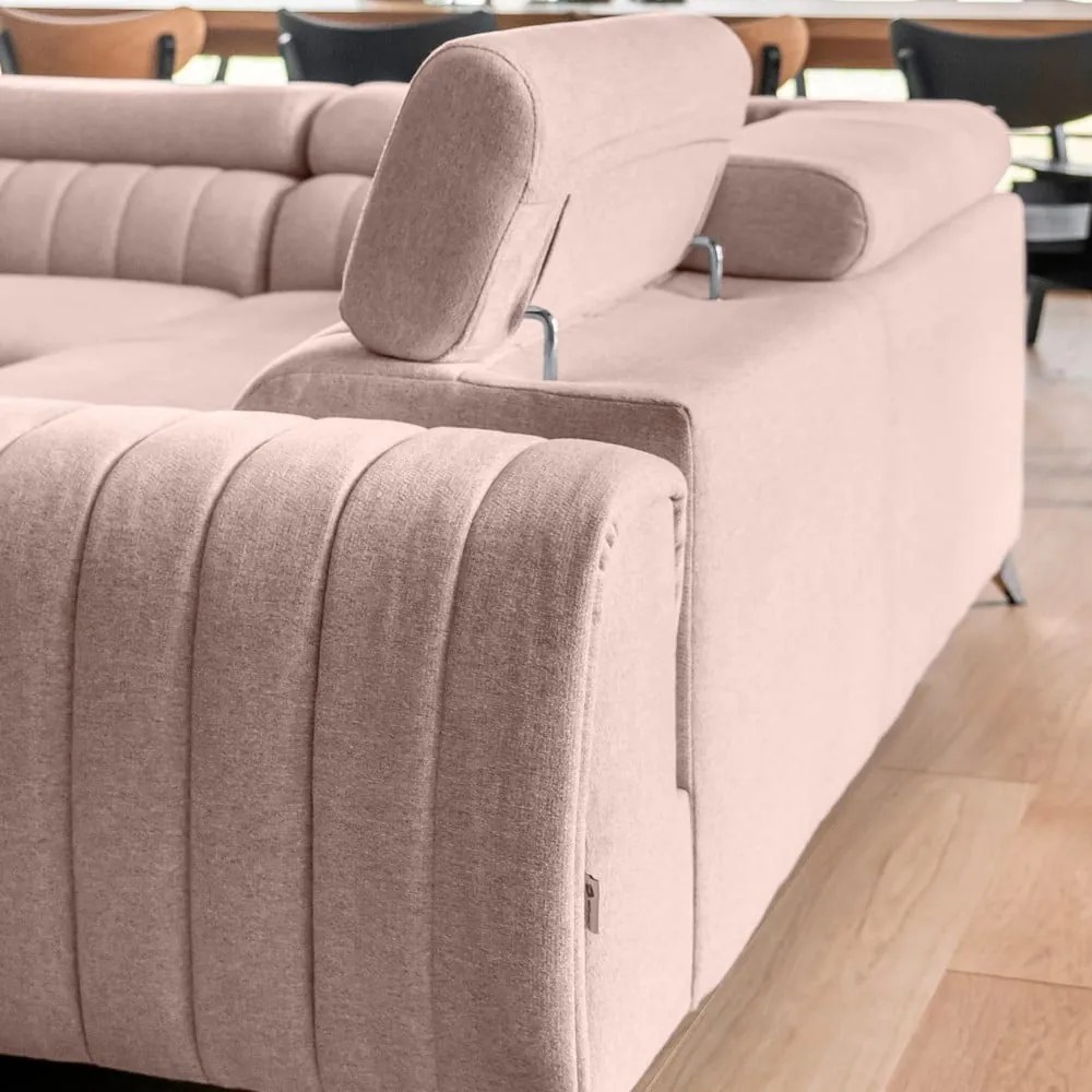 Colțar roz extensibil/cu spațiu de depozitare (cu colț pe partea stângă/în formă de "U") Louis – ELTAP