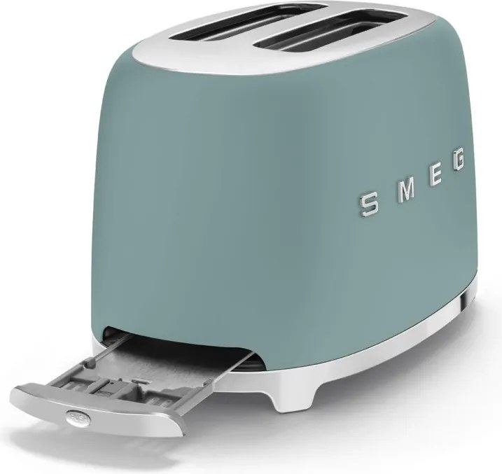 Prajitor de paine SMEG 50's Style TSF01EGMEU, 950 W, 2 felii, 6 trepte, Tava pentru firimituri, Cablu integrat, Otel inoxidabil, Verde smarald