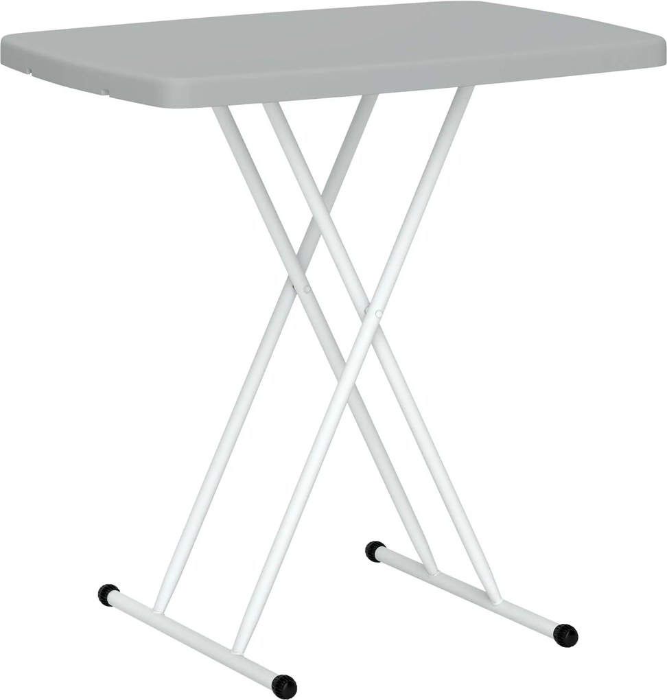 Outsunny Măsuță de Cafea Pliabilă, Reglabilă pe Înălțime și Portabilă, cu Blat HDPE și Cadru Metalic, 76x50x74 cm, Alb | Aosom Romania