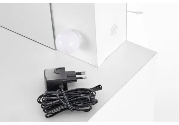 Masă de toaletă HOLLYWOOD cu iluminare LED, 140x94 cm, albă