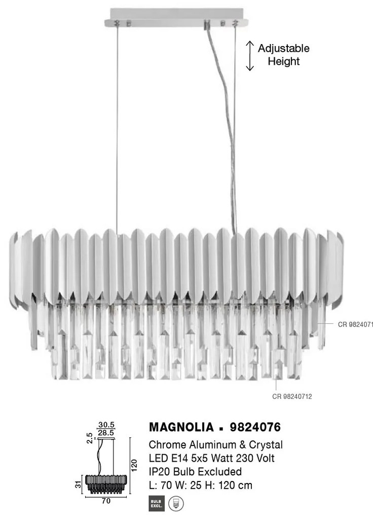 Lustra suspendata design elegant MAGNOLIA crom