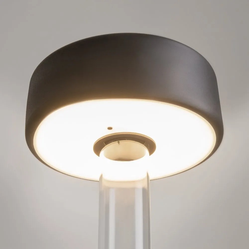 Lampa portabila cu baterii cu baza in forma de vaza AI design negru/ transparent