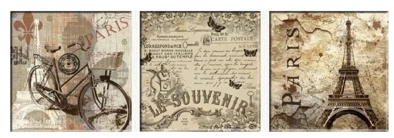 Set 3 tablouri Tablo Center Vintage Paris