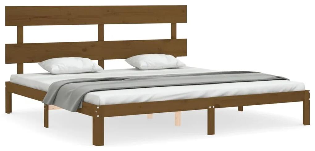3193554 vidaXL Cadru pat cu tăblie, maro miere, 200x200 cm, lemn masiv