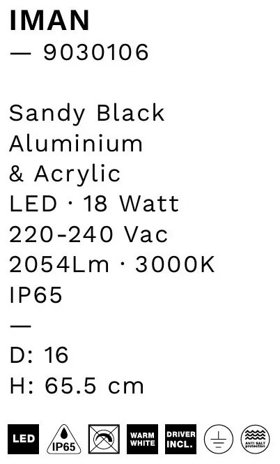Stalp LED exterior din aluminiu antracit IP65 Iman H-65,5cm
