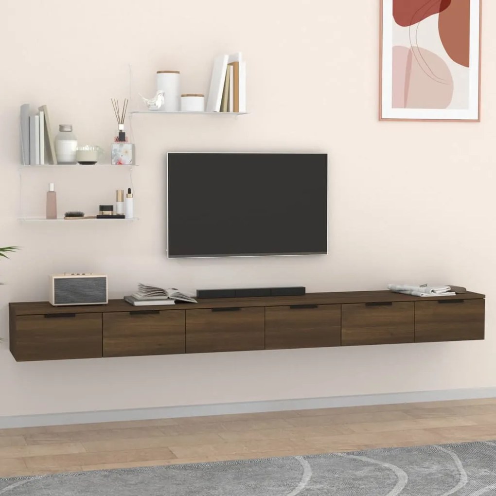 vidaXL Dulapuri de perete, 2 buc., maro, 102x30x20 cm, lemn prelucrat