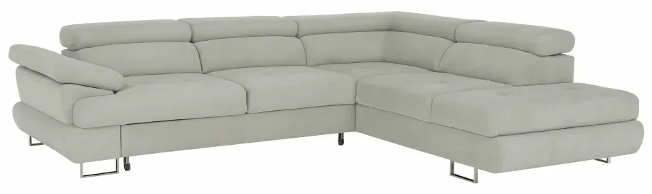 Colţar extensibil, material textil gri deschis, model dreapta, BUTON R