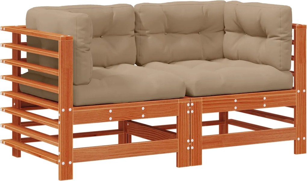 vidaXL Sofa de colț pentru grădină Lemn masiv de pin Maro Ceară