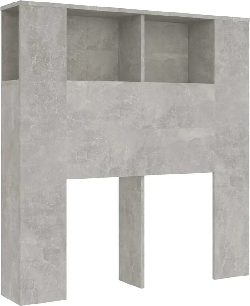 vidaXL Tăblie de pat cu dulap, gri beton, 100x18,5x102,5 cm