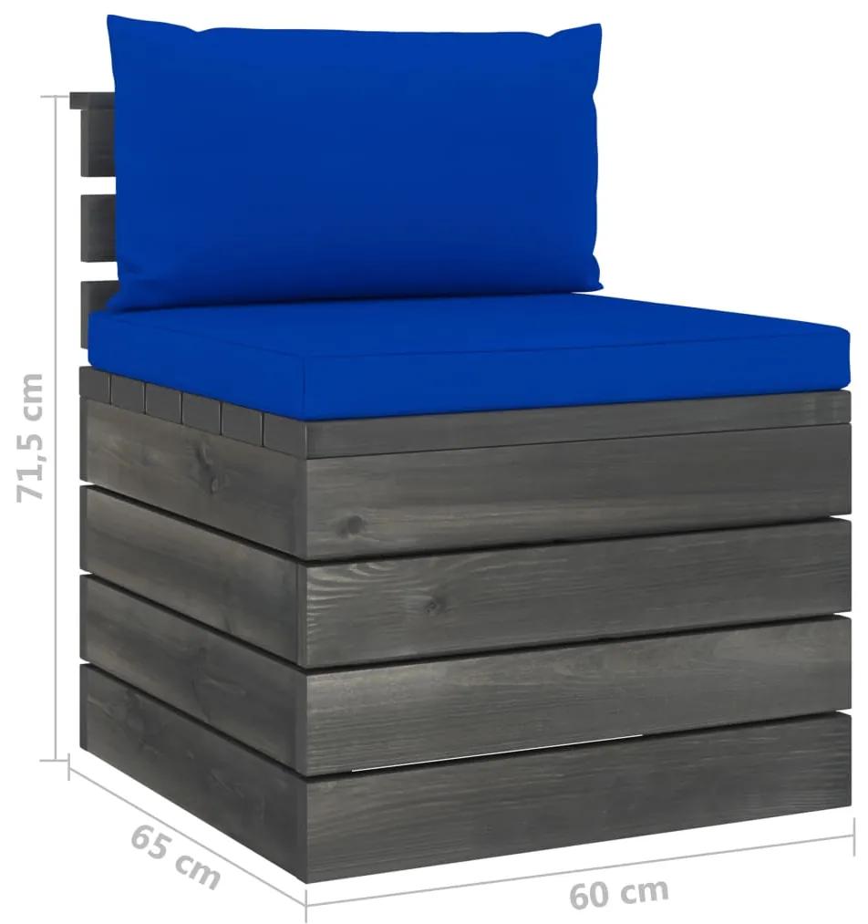 Set mobilier gradina din paleti cu perne, 7 piese, lemn molid Albastru, 7