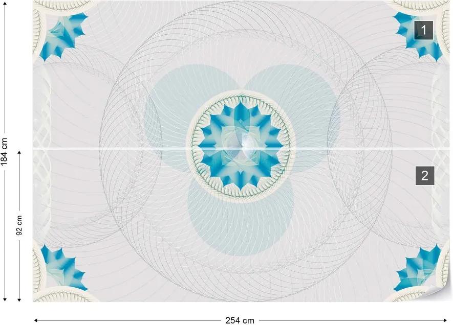 Fototapet GLIX - Floral Pattern With Circles + adeziv GRATUIT Tapet nețesute - 254x184 cm