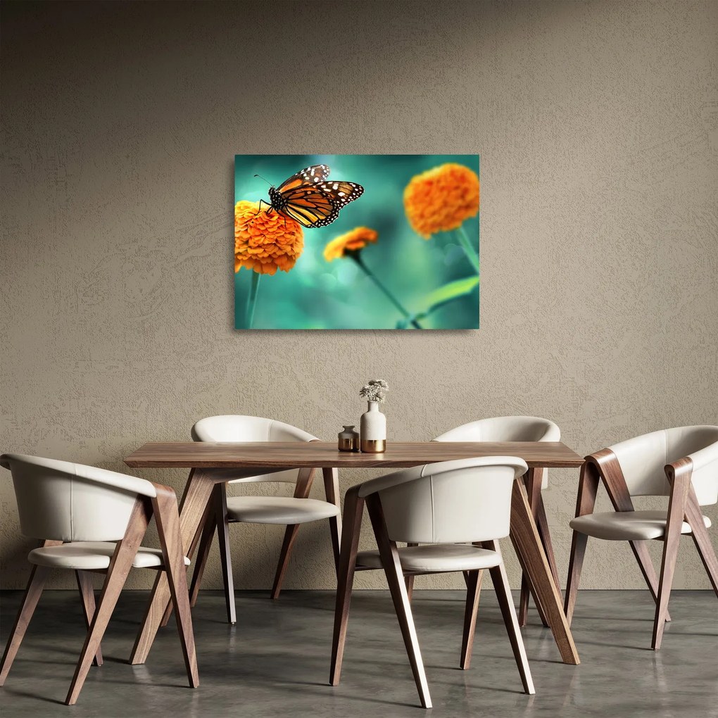 Tablou pe sticlă cu fluture (70x50 cm)