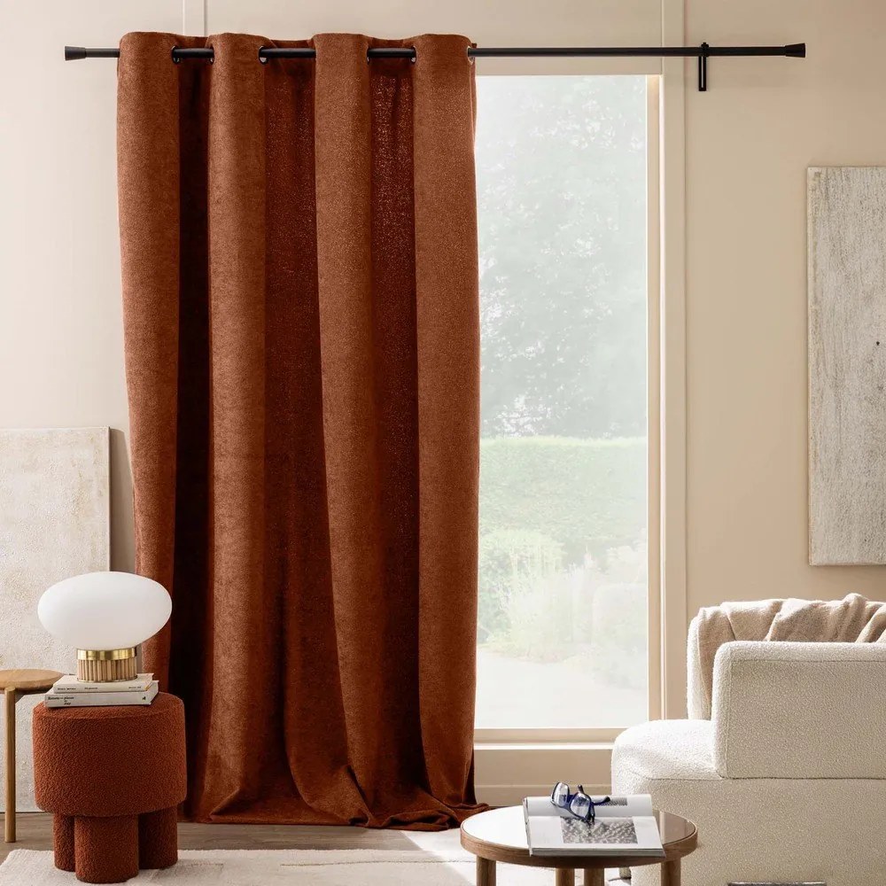 Draperie teracotă din material bouclé 140x260 cm Winona – douceur d'intérieur