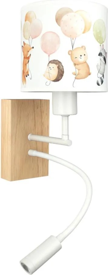 Brilagi - Lampă LED Flex. BOBO WOOD 1xE27/25W/230V + LED/3W stejar/alb/cu animaluțe