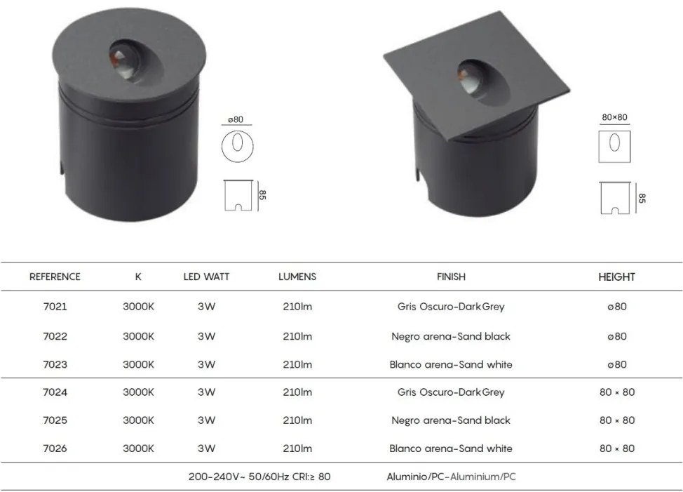 Spot LED incastrabil scari iluminat exterior IP65 ASPEN alb