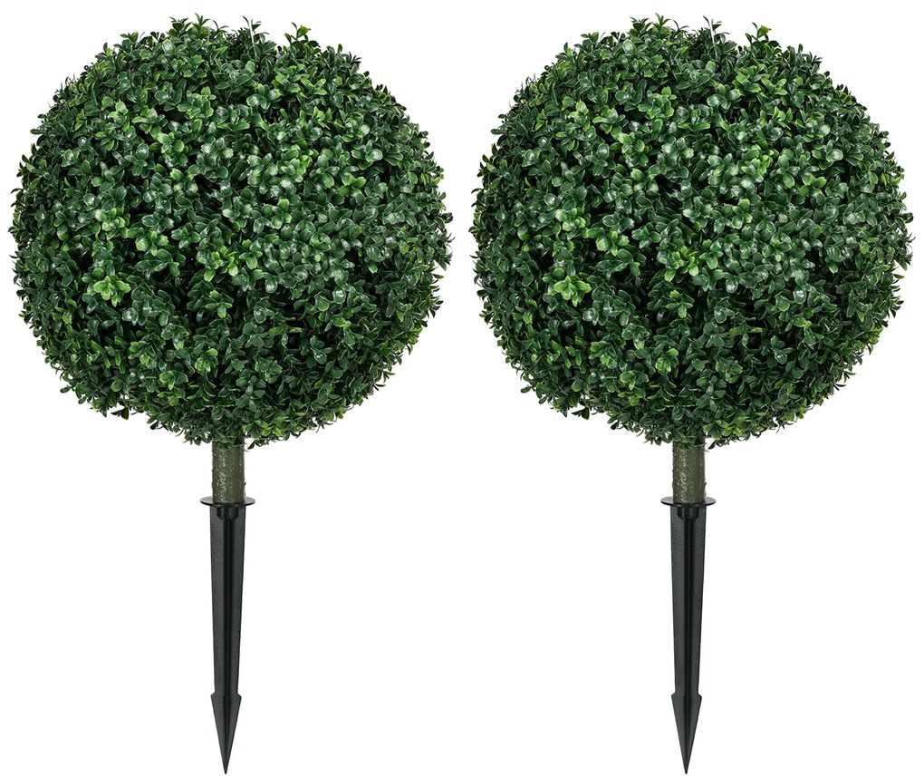 HOMCOM Buxus artificial set de 2, realist, rezistent la intemperii, ușor de întreținut, 70 cm | Aosom Romania