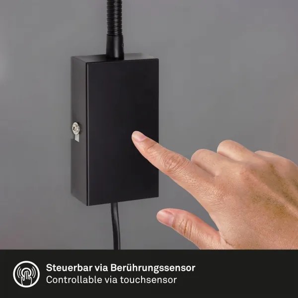 Lampă LED tactilă de perete TUSI 1xGU10/5W/230V negru Briloner 2085-015