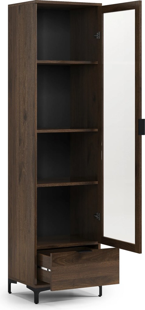 Mazzoni Vitrină LANA W-50 Nuc Elegant - DULAP CU O UȘĂ CU SERTAR