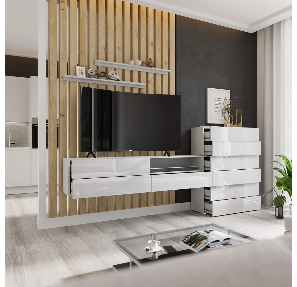 Mobilier living Berny 54 (alb + Alb lucios). 1087170