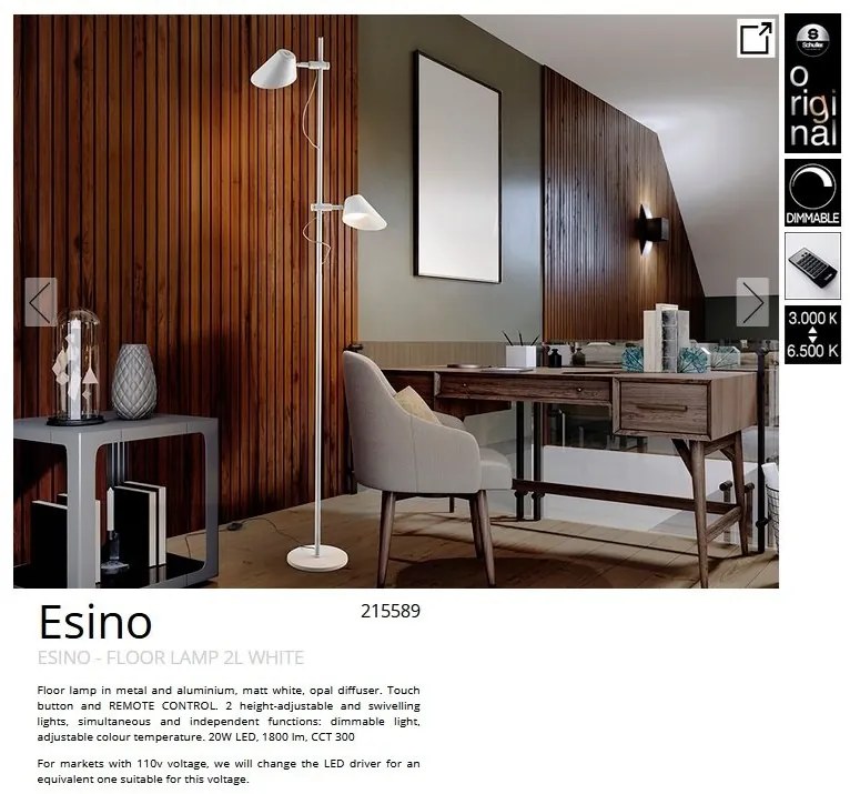 Lampadar/Lampa de podea LED design modern Esino alb