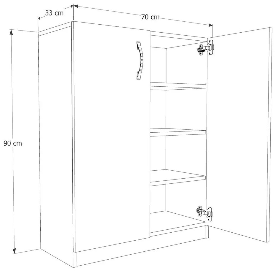 Pantofar Adore Double, 2 usi, 3 rafturi, capacitate 12-16 perechi, Alb, 70 x 90 x 33 cm