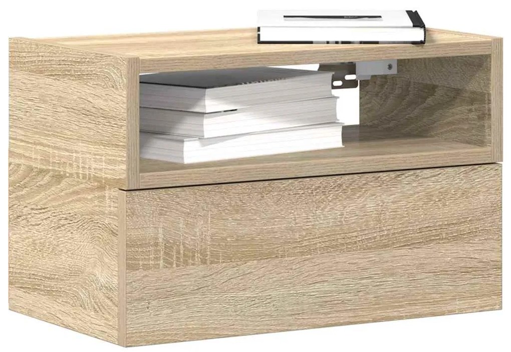 vidaXL Noptiere de perete, 2 buc., stejar sonoma, 45x26x28,5 cm