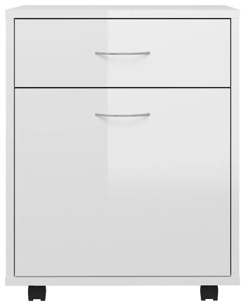 Dulap cu roti, alb extralucios, 45x38x54 cm, PAL Alb foarte lucios, 1, 1